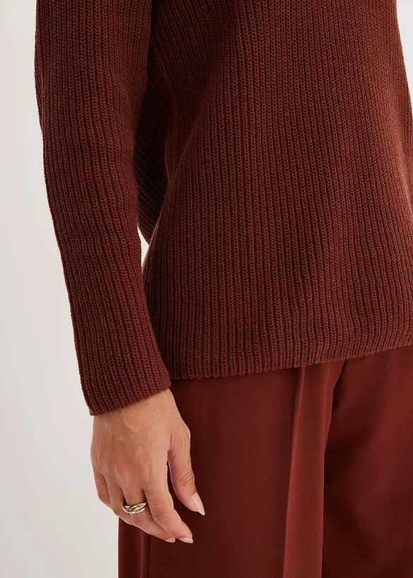 Maglione a coste in puro cotone, bonprix