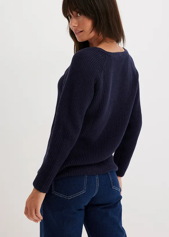 Maglione a coste in puro cotone, bonprix