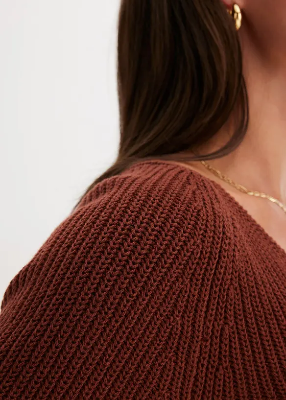Maglione a coste in puro cotone, bonprix