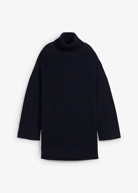 Maglione oversize a collo alto in misto cotone, bonprix