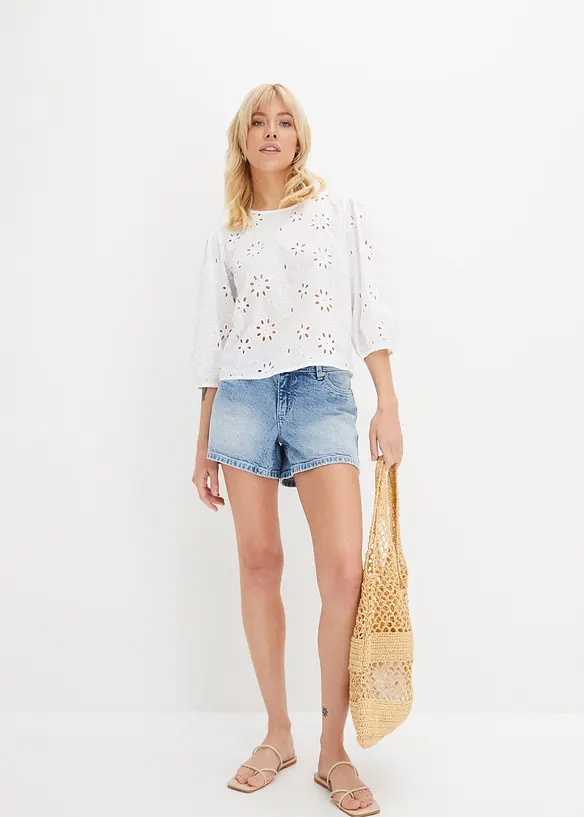 Shorts di jeans elasticizzati, a vita media, bonprix