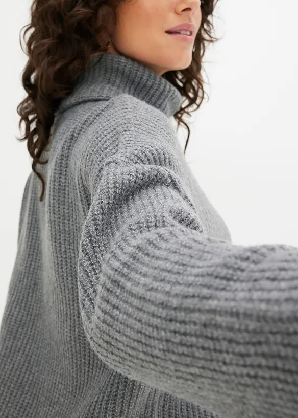 Maglione a collo alto a coste, bonprix