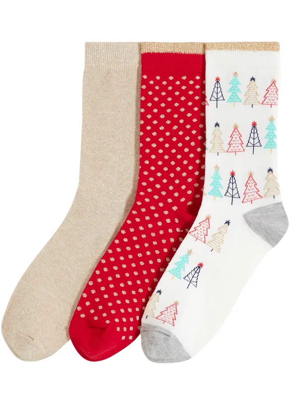 Calzini con fili glitterati (pacco da 3 paia), bonprix