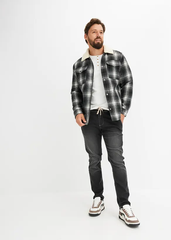 Jogger di jeans con cinta comoda regular fit, tapered, bonprix