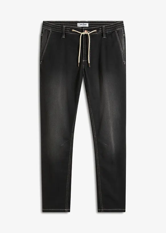 Jogger di jeans con cinta comoda regular fit, tapered, bonprix