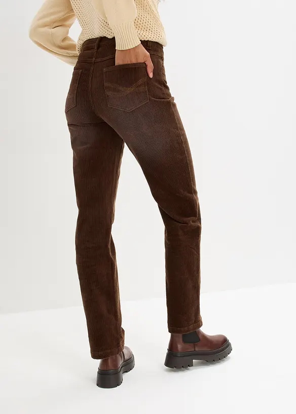 Pantaloni di velluto a coste elasticizzati, straight, bonprix
