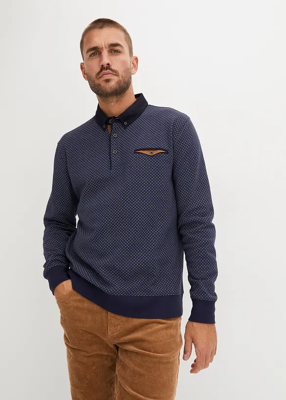 Felpa con colletto a polo in cotone biologico, bonprix