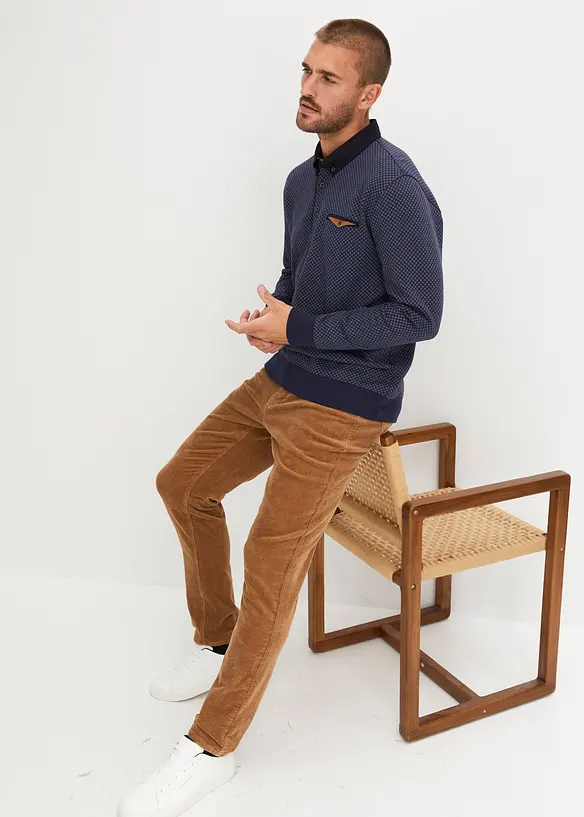 Felpa con colletto a polo in cotone biologico, bonprix