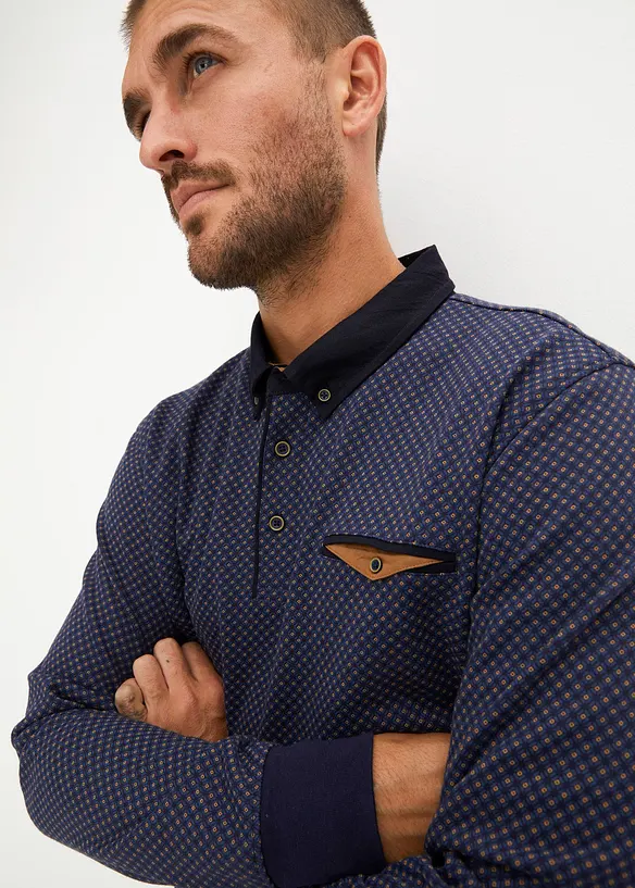 Felpa con colletto a polo in cotone biologico, bonprix