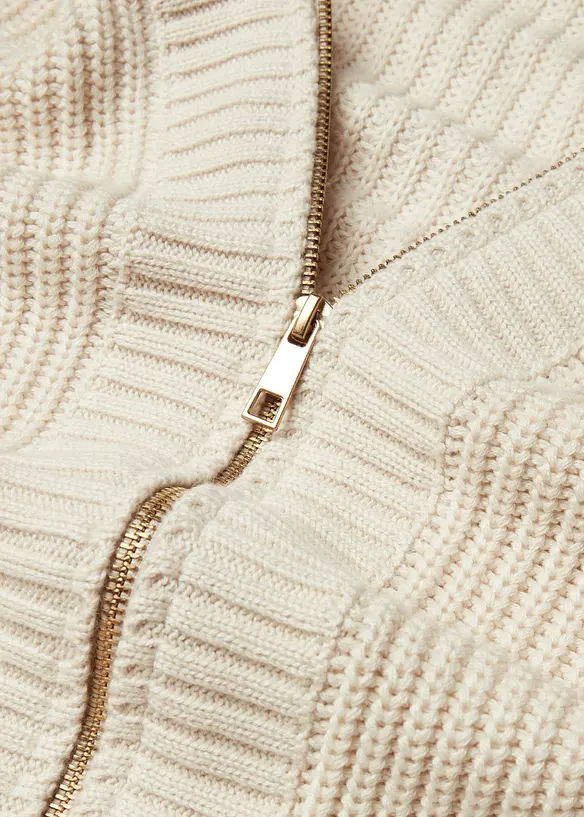 Abito in maglia a coste con cerniera, bonprix