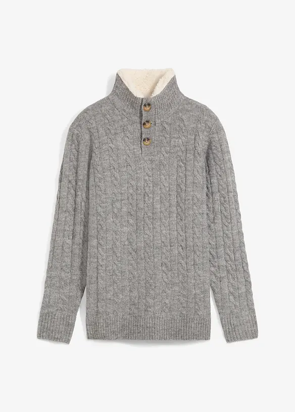 Maglione con colletto alto con bottoni, bonprix
