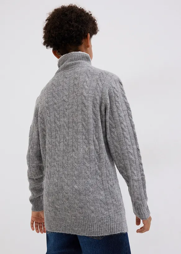 Maglione con colletto alto con bottoni, bonprix