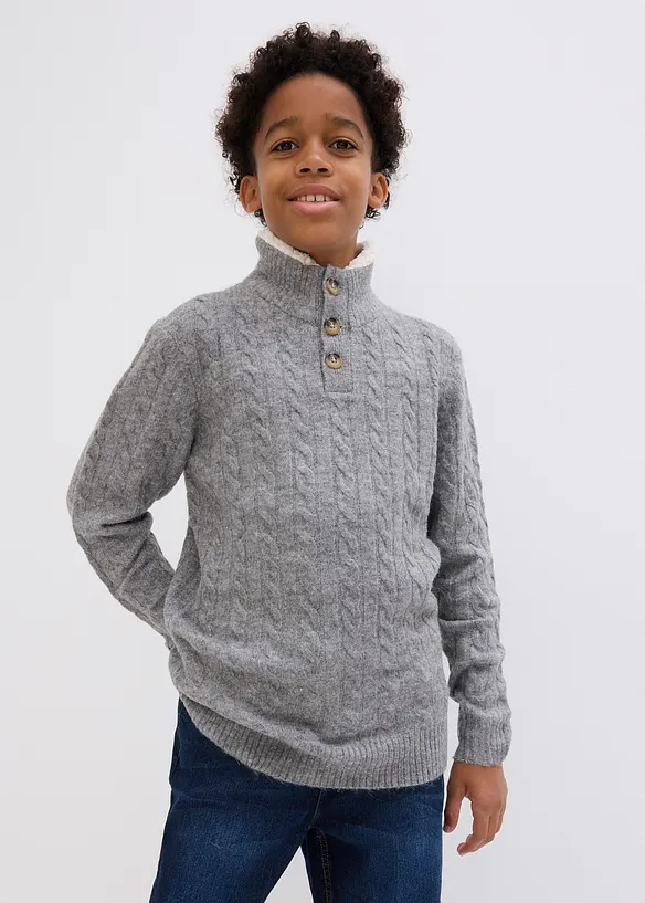 Maglione con colletto alto con bottoni, bonprix