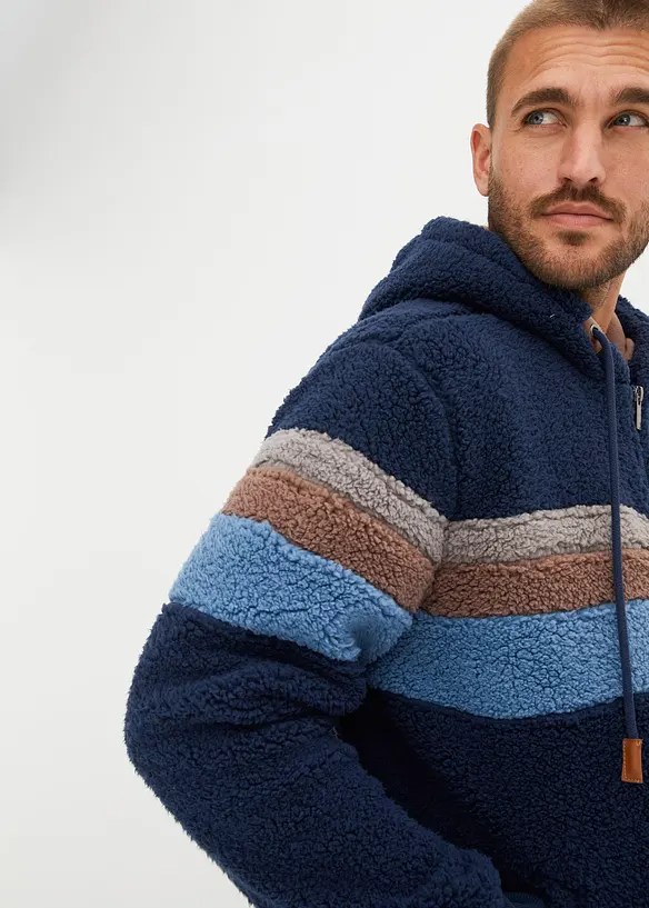 Giacca in pile teddy con cappuccio, bonprix