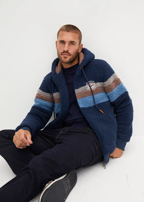 Giacca in pile teddy con cappuccio, bonprix