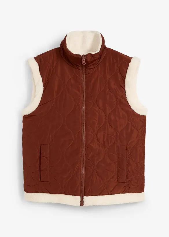 Gilet double face in pile teddy, bonprix