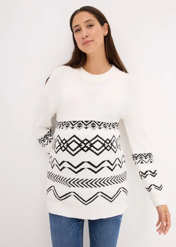 Maglione prémaman / da allattamento 2 in 1 in misto cotone, bonprix