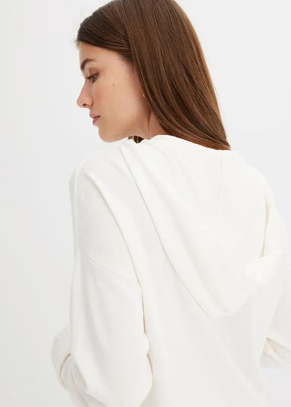 Maglione con cappuccio e tasca a marsupio in misto viscosa, bonprix