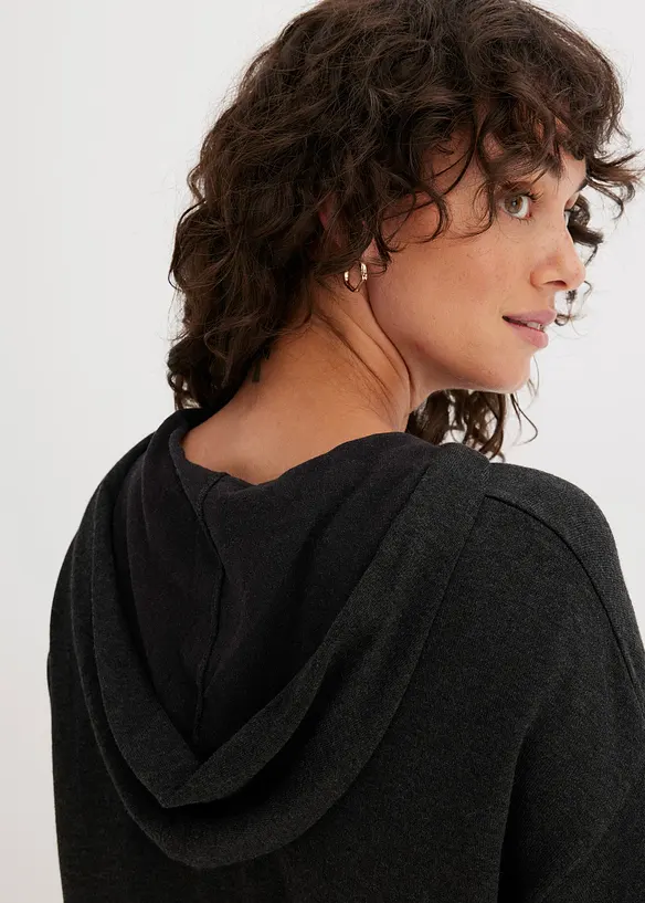 Maglione con cappuccio e tasca a marsupio in misto viscosa, bonprix