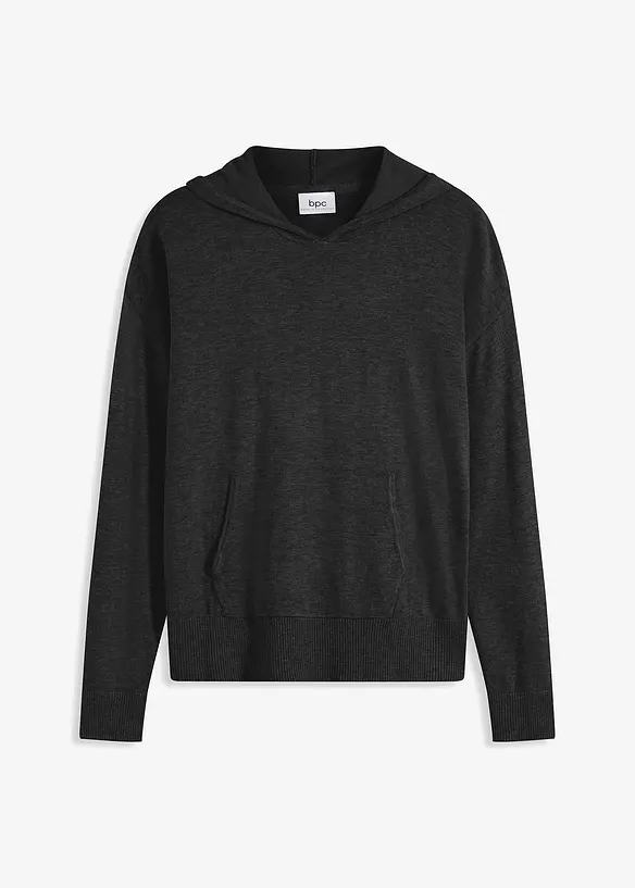 Maglione con cappuccio e tasca a marsupio in misto viscosa, bonprix