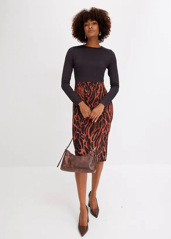 Abito di jersey con gonna in fantasia, bonprix