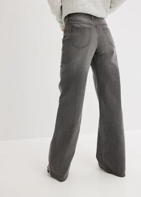 Jeans wide leg elasticizzati, vita media, bonprix