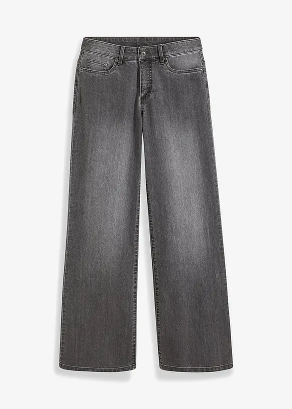 Jeans wide leg elasticizzati, vita media, bonprix