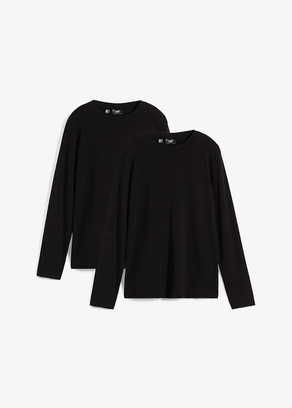 Maglia a maniche lunghe con puro cotone biologico (pacco da 2), bonprix