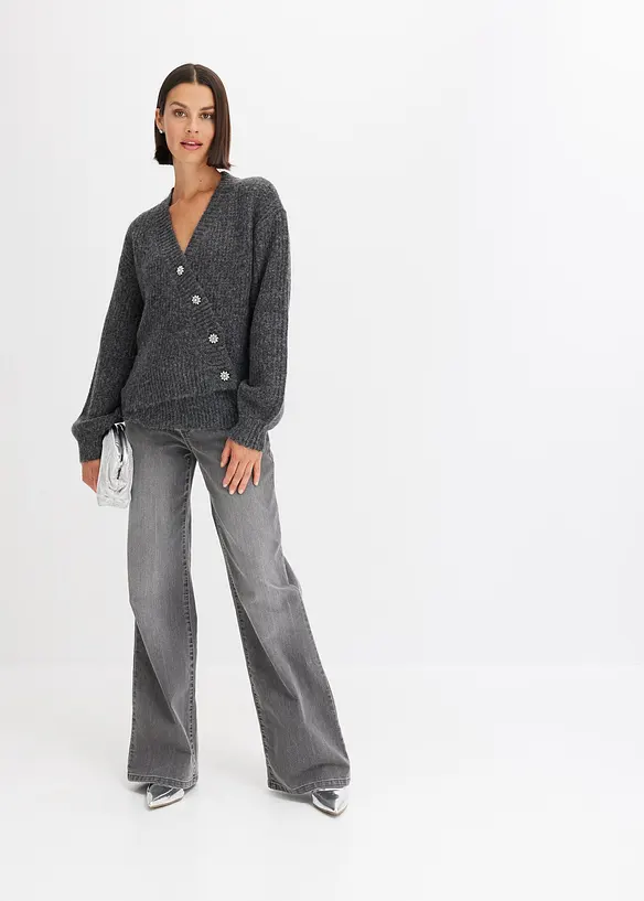 Cardigan in filato grosso di misto lana morbido, bonprix