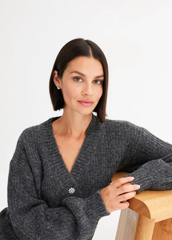 Cardigan in filato grosso di misto lana morbido, bonprix
