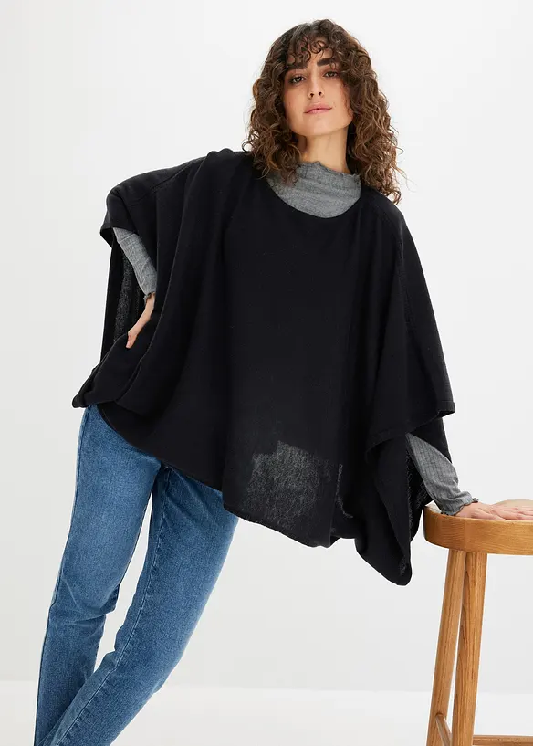 Poncho corto in lana, bonprix