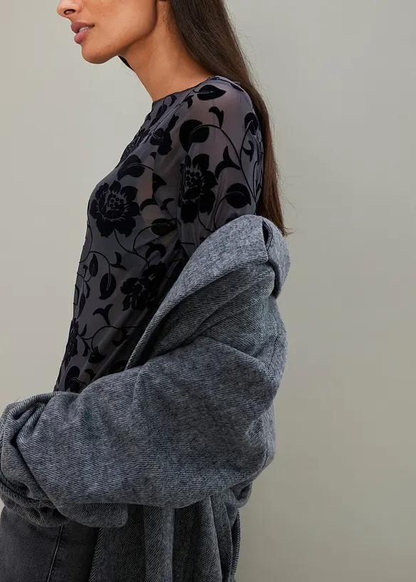 Maglia a maniche lunghe leggermente trasparente, bonprix