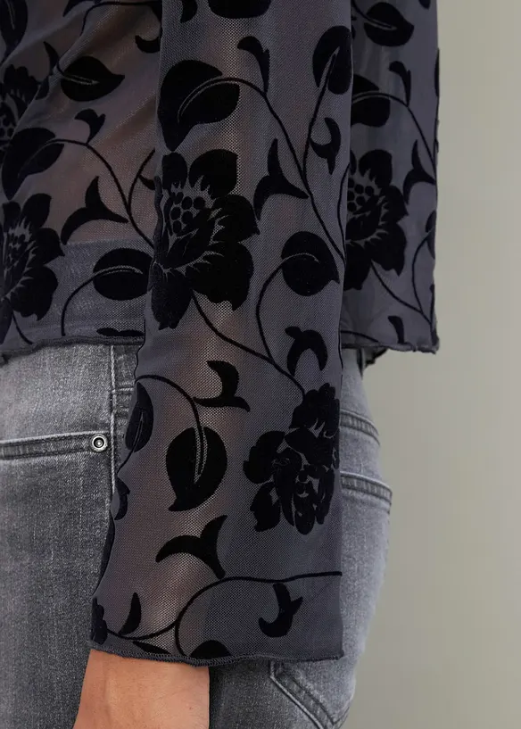 Maglia a maniche lunghe leggermente trasparente, bonprix