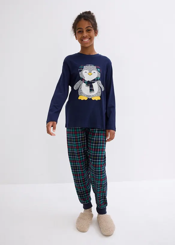Pigiama con pantaloni in flanella e cotone biologico, bonprix