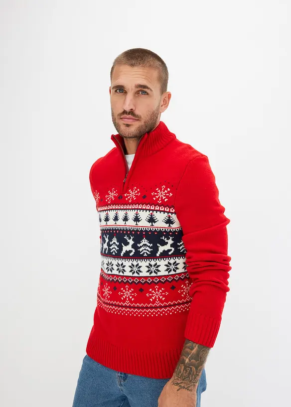 Maglione norvegese con zip, bonprix