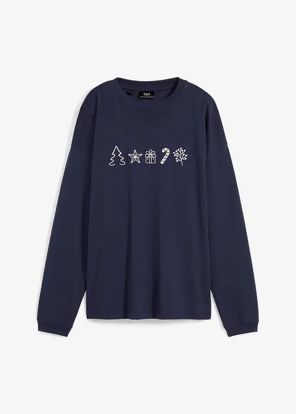 Maglia oversize a maniche lunghe con ricami natalizi, bonprix