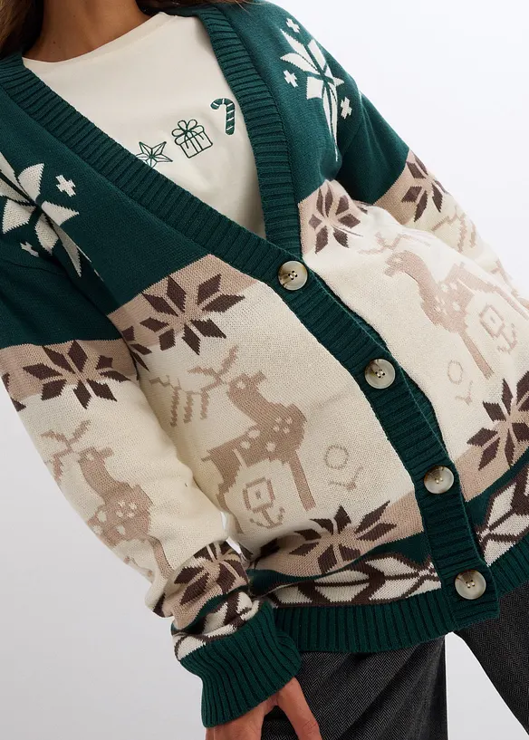 Cardigan in fantasia natalizia, bonprix