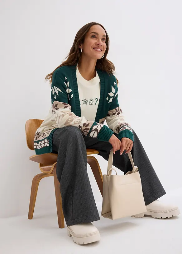 Cardigan in fantasia natalizia, bonprix