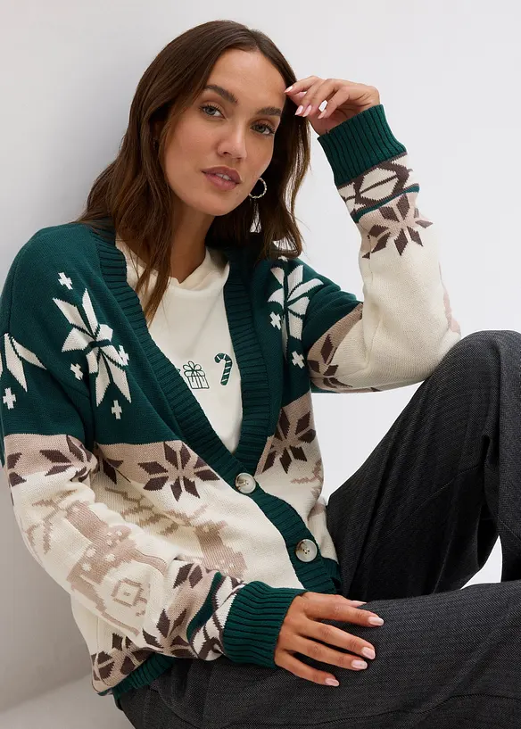 Cardigan in fantasia natalizia, bonprix