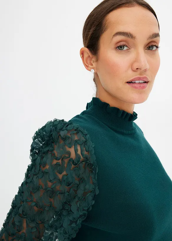 Maglione a collo alto in misto viscosa fluente, bonprix