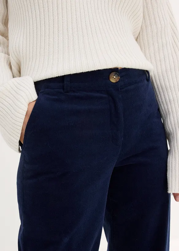 Pantaloni di velluto a coste in cotone biologico elasticizzato, bonprix