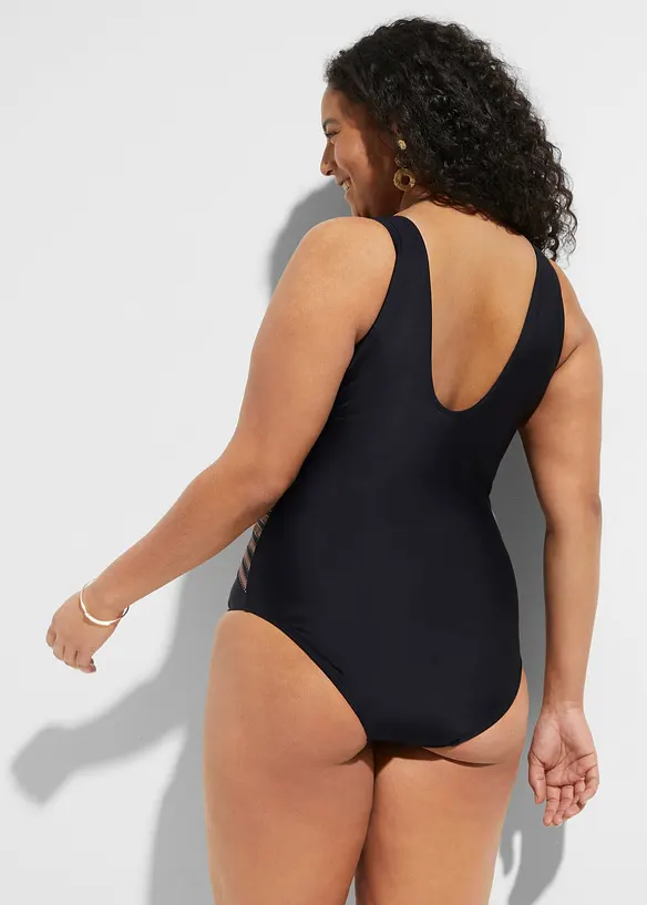 Costume intero con motivo incrociato ed effetto modellante medio, bonprix