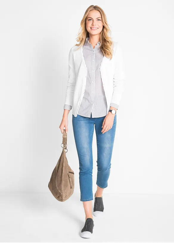 Cardigan basic in filato fine con bottoni, bonprix