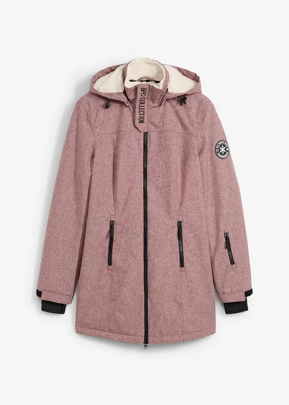 Giacca lunga tecnica impermeabile con pile teddy, bonprix