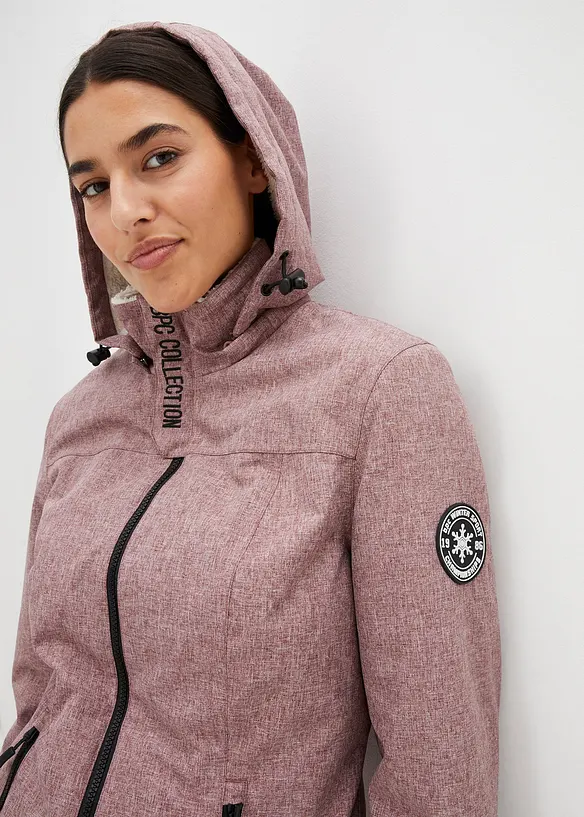 Giacca lunga tecnica impermeabile con pile teddy, bonprix