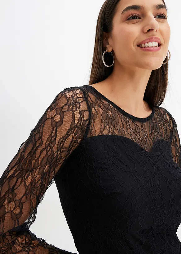 Abito in pizzo con parti trasparenti, bonprix