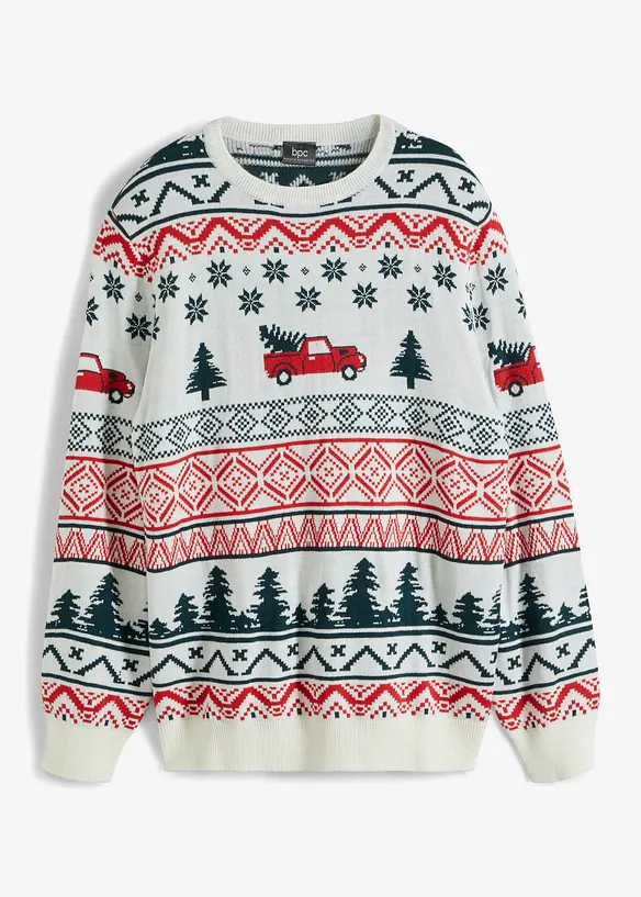 Maglione in filato fine con motivo natalizio, bonprix