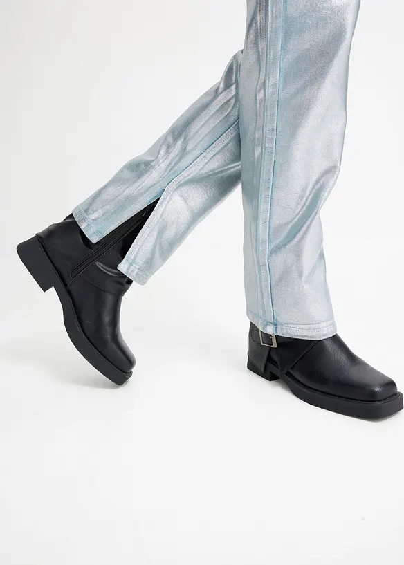 Jeans straight con effetto lucido, a vita alta, bonprix