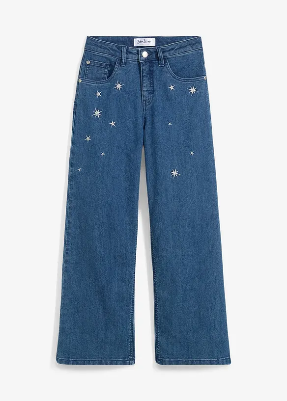 Jeans con ricami, wide leg, bonprix