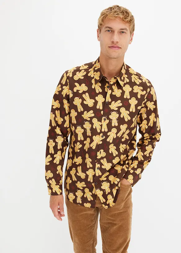 Camicia a maniche lunghe natalizia in puro cotone, bonprix